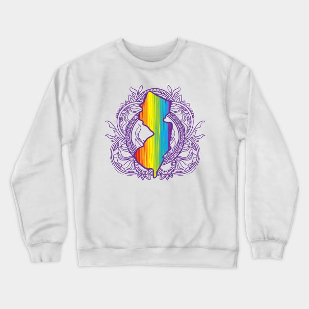 New Jersey Mandala Pride Crewneck Sweatshirt by Manfish Inc.